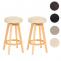 2er-Set Barhocker Navan, Barstuhl Tresenhocker, Holz Kunstleder drehbar ~ creme, helle Beine