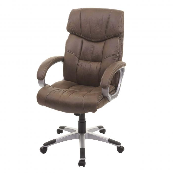 Brostuhl HWC-A71, Chefsessel Drehstuhl Schreibtischstuhl, Stoff/Textil, FSC ~ Wildleder-Optik braun