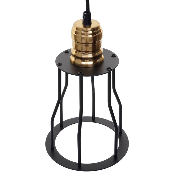 Pendelleuchte HWC-H81, Hngeleuchte Hngelampe, Industrial Metall hhenverstellbar schwarz ~ 7x Kfiglampenschirm