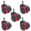 5er-Set Hartbodenrollen HWC-H86, Brostuhl-Rollen Stuhlrollen, 150kg belastbar  11mm ~ rot
