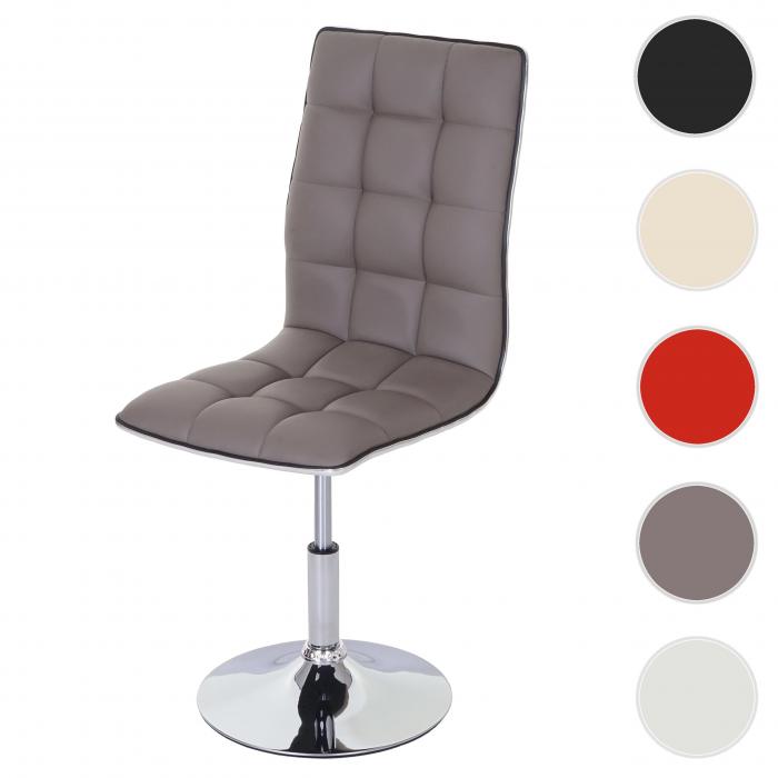 Esszimmerstuhl HWC-C41, Stuhl Kchenstuhl, hhenverstellbar drehbar, Kunstleder ~ taupe-grau