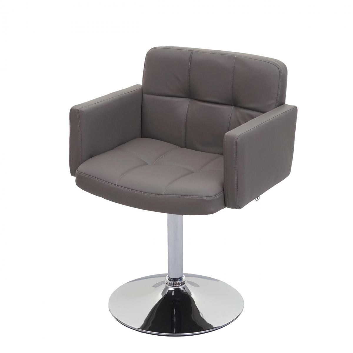 Esszimmerstuhl Orlando, Kchenstuhl Drehstuhl Stuhl, Kunstleder Chrom ~ taupe-grau