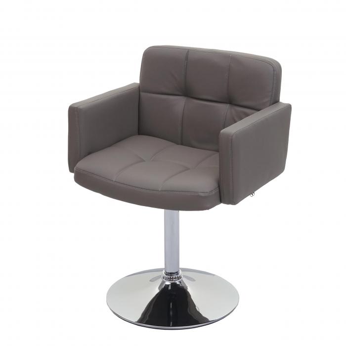 6er-Set Esszimmerstuhl Orlando, Kchenstuhl Drehstuhl Stuhl, Kunstleder Chrom MVG-zertifiziert ~ taupe-grau