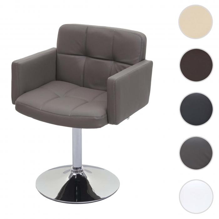 Esszimmerstuhl Orlando, Kchenstuhl Drehstuhl Stuhl, Kunstleder Chrom ~ taupe-grau