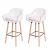 2er-Set Barhocker Malm T381, Barstuhl Tresenhocker ~ Kunstleder, wei