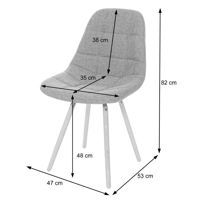 6er-Set Esszimmerstuhl HWC-A60 II, Stuhl Kchenstuhl, Retro 50er Jahre Design ~ Stoff/Textil grau