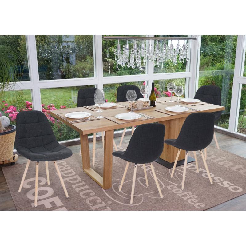 6er-Set Esszimmerstuhl HWC-A60 II, Stuhl Kchenstuhl, Retro 50er Jahre Design ~ Stoff/Textil dunkelgrau