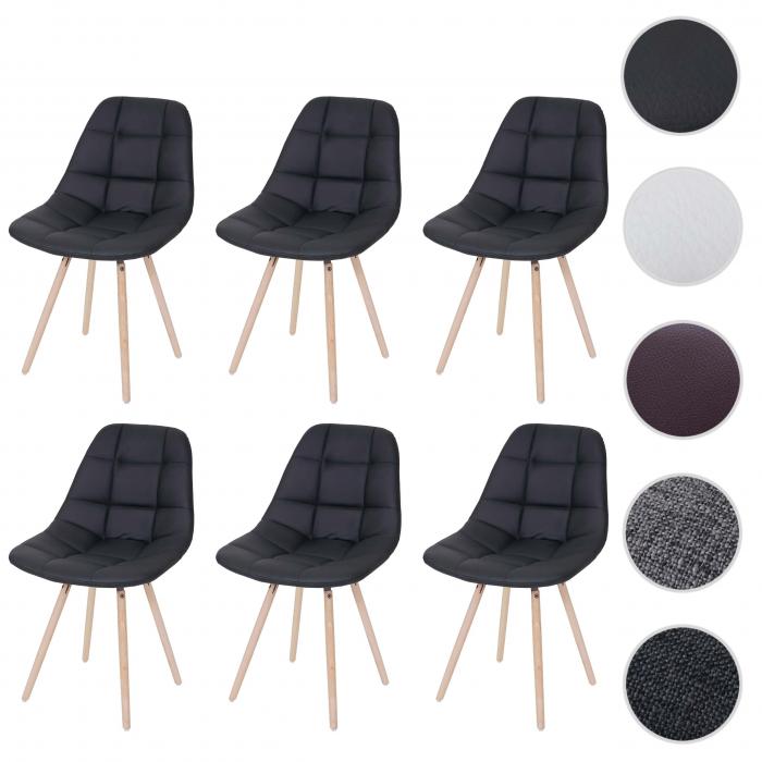 6er-Set Esszimmerstuhl HWC-A60 II, Stuhl Kchenstuhl, Retro 50er Jahre Design ~ Kunstleder schwarz