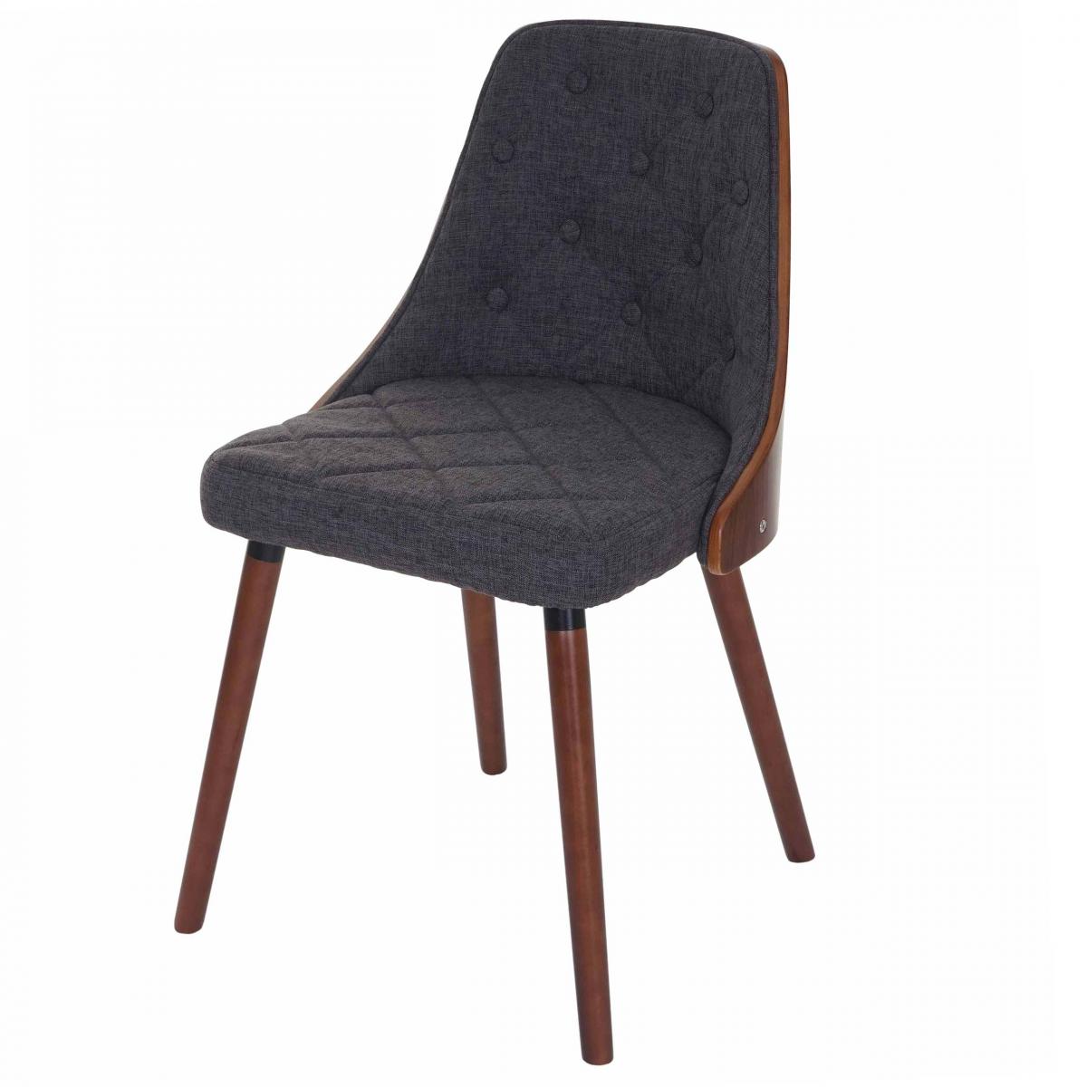 Esszimmerstuhl HWC-A75, Besucherstuhl Kchenstuhl, Walnuss-Optik Bugholz MVG-zertifiziert ~ Stoff/Textil grau