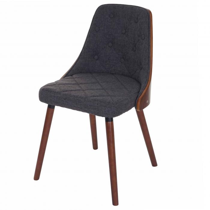Esszimmerstuhl HWC-A75, Besucherstuhl Kchenstuhl, Walnuss-Optik Bugholz MVG-zertifiziert ~ Stoff/Textil grau