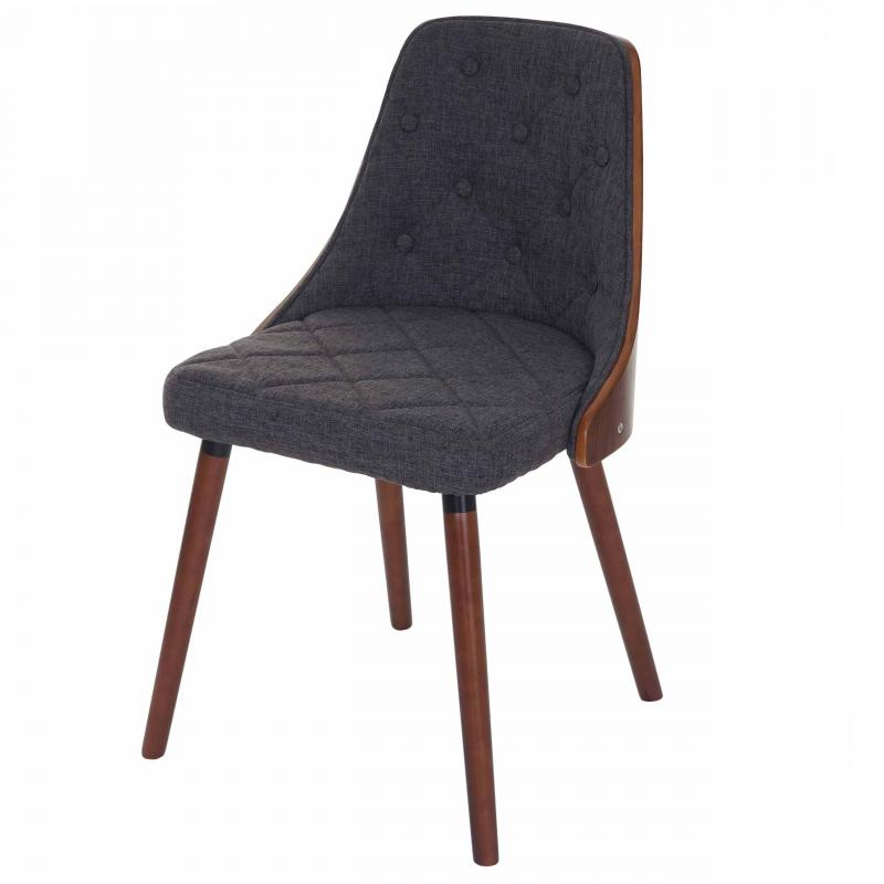 Esszimmerstuhl HWC-A75, Besucherstuhl Kchenstuhl, Walnuss-Optik Bugholz MVG-zertifiziert ~ Stoff/Textil grau