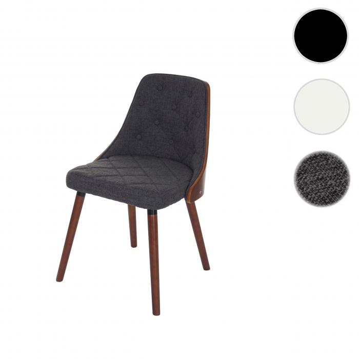 Esszimmerstuhl HWC-A75, Besucherstuhl Kchenstuhl, Walnuss-Optik Bugholz MVG-zertifiziert ~ Stoff/Textil grau