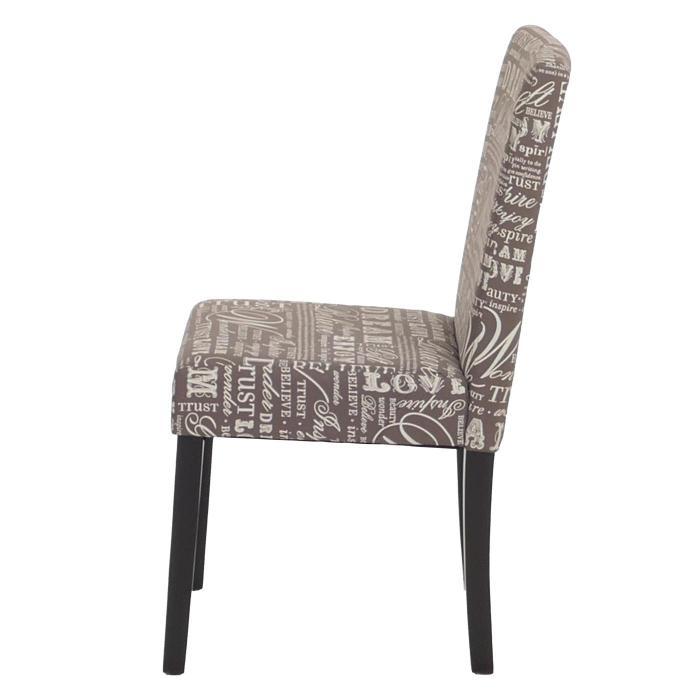 4er-Set Esszimmerstuhl Stuhl Kchenstuhl Littau ~ Textil mit Schriftzug, grau, dunkle Beine