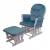 Relaxsessel HWC-C76, Schaukelstuhl Sessel Schwingstuhl mit Hocker ~ Samt, blau, Gestell weiß