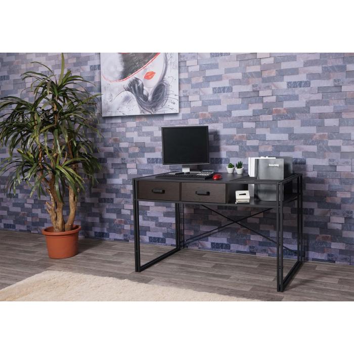 Schreibtisch HWC-H91, Brotisch Computertisch, Industrial 76x120x70cm ~ dunkelbraun