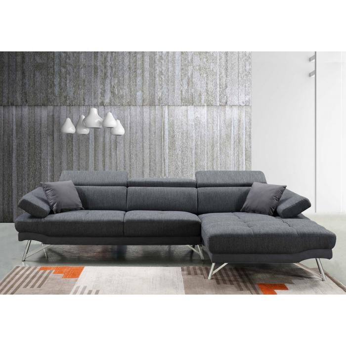 Sofa HWC-H92, Couch Ecksofa L-Form 3-Sitzer, Liegefläche ~ rechts,  anthrazit-grau von Heute-Wohnen