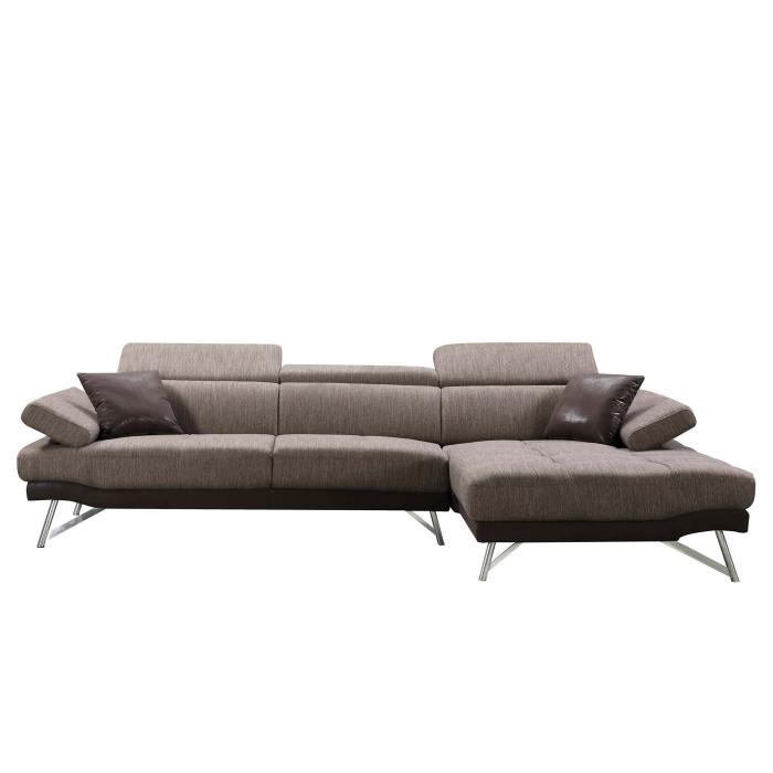 Sofa HWC-H92, Couch Ecksofa L-Form 3-Sitzer, Liegeflche 300cm ~ rechts, braun