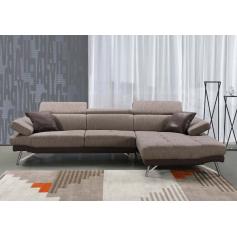 Sofa HWC-H92, Couch Ecksofa L-Form 3-Sitzer, Liegefläche ~ rechts, braun