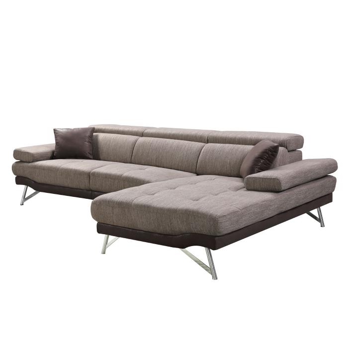 Sofa HWC-H92, Couch Ecksofa L-Form 3-Sitzer, Liegeflche 300cm ~ rechts, braun