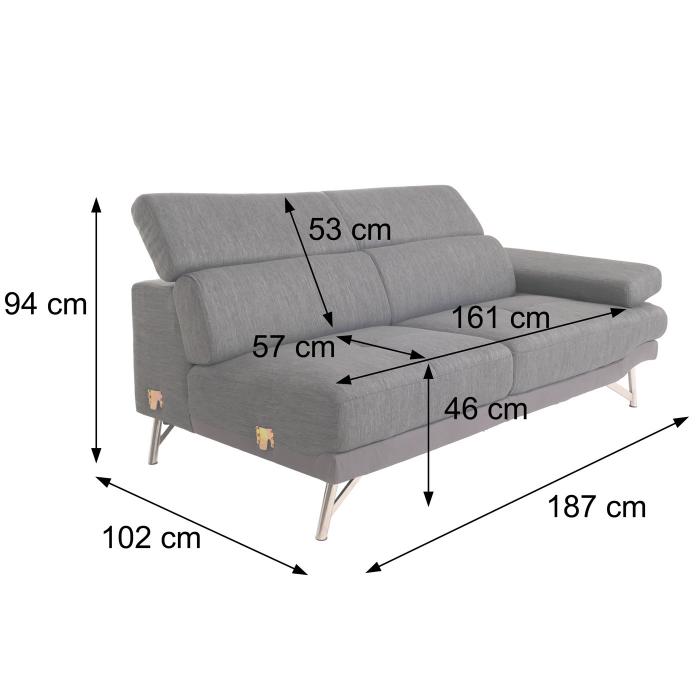 B-Ware (nur Teilstck SK3) | Sofa HWC-H92, Couch 2-Sitzer Stoff/Textil 94x187x102 cm, anthrazit-grau