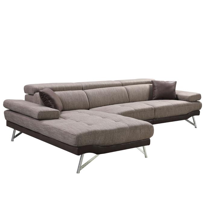 Sofa HWC-H92, Couch Ecksofa L-Form 3-Sitzer, Liegeflche 300cm ~ links, braun
