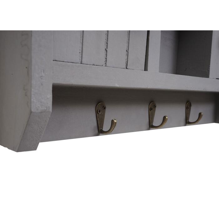Schlsselbrett HWC-A48, Schlsselkasten Schlsselboard mit Tren, Massiv-Holz MVG-zertifiziert ~ grau