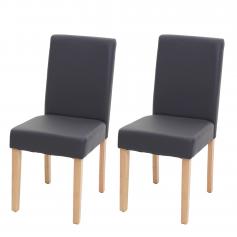 2er-Set Esszimmerstuhl Stuhl Küchenstuhl Littau ~ Kunstleder, grau matt, helle Beine