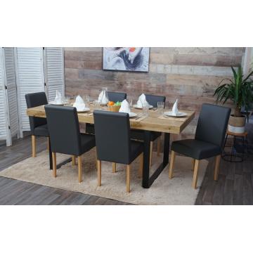6er-Set Esszimmerstuhl Stuhl Kchenstuhl Littau ~ Kunstleder, grau matt, helle Beine