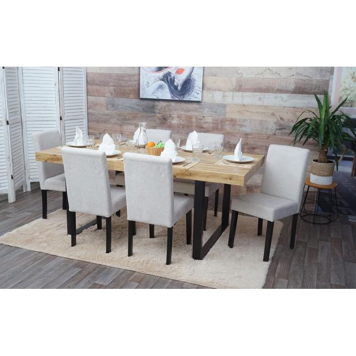 6er-Set Esszimmerstuhl Stuhl Kchenstuhl Littau ~ Textil, creme-beige, dunkle Beine