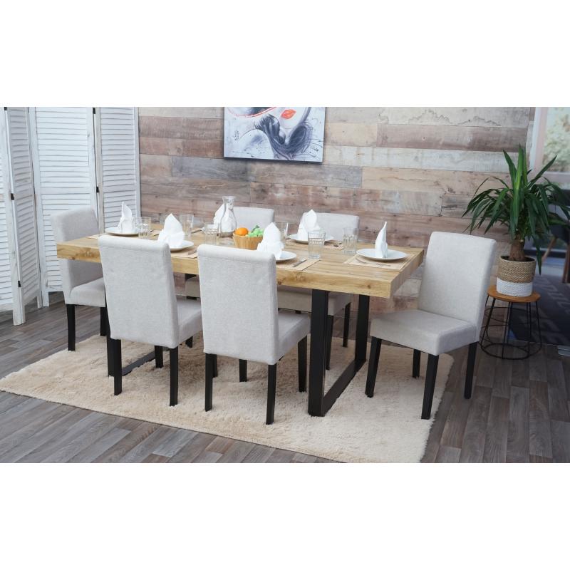 6er-Set Esszimmerstuhl Stuhl Kchenstuhl Littau ~ Textil, creme-beige, dunkle Beine