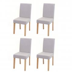 4er-Set Esszimmerstuhl Stuhl Küchenstuhl Littau ~ Textil, creme-beige, helle Beine