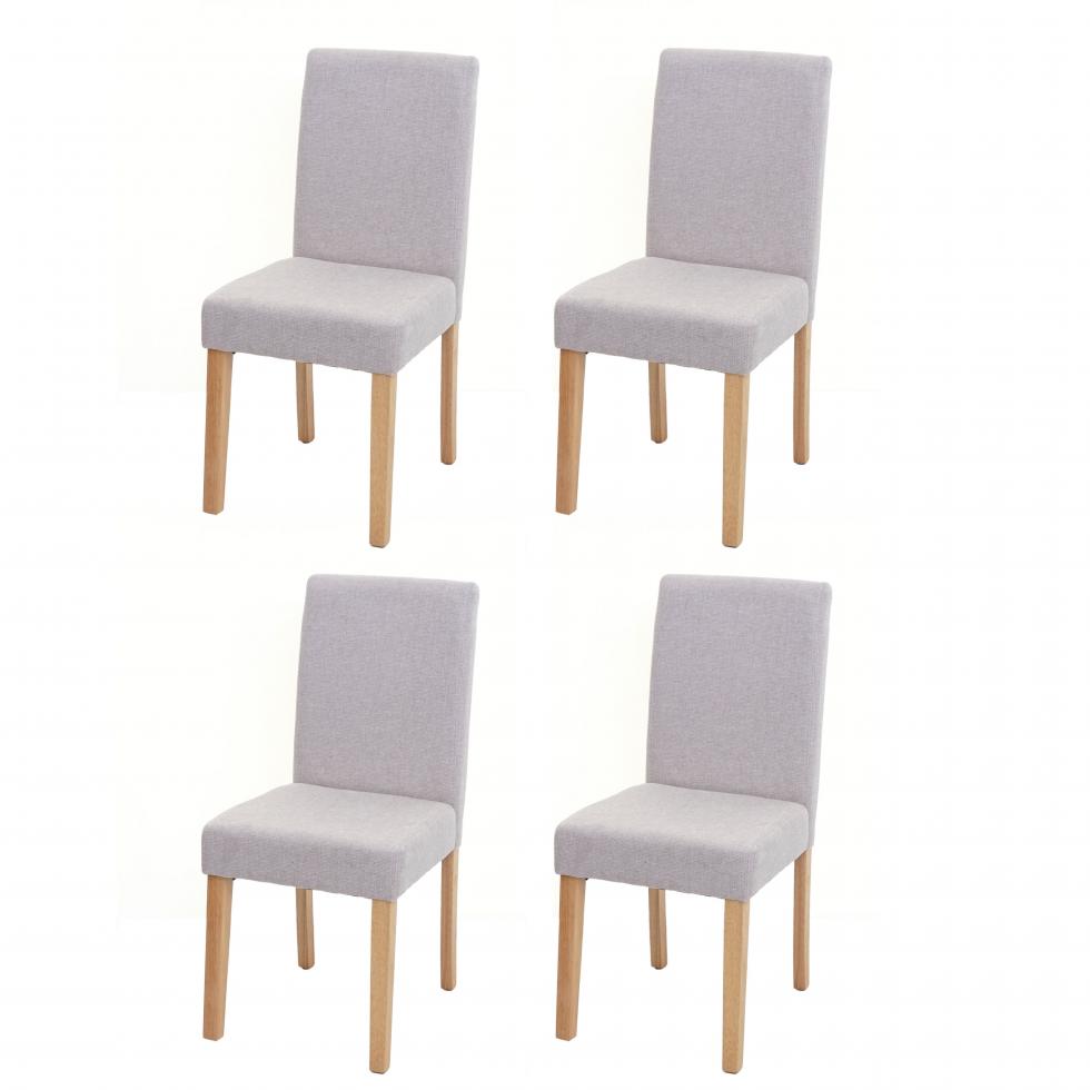 4x Esszimmerstuhl Stuhl Küchenstuhl Littau ~ Textil, creme-beige, helle Beine