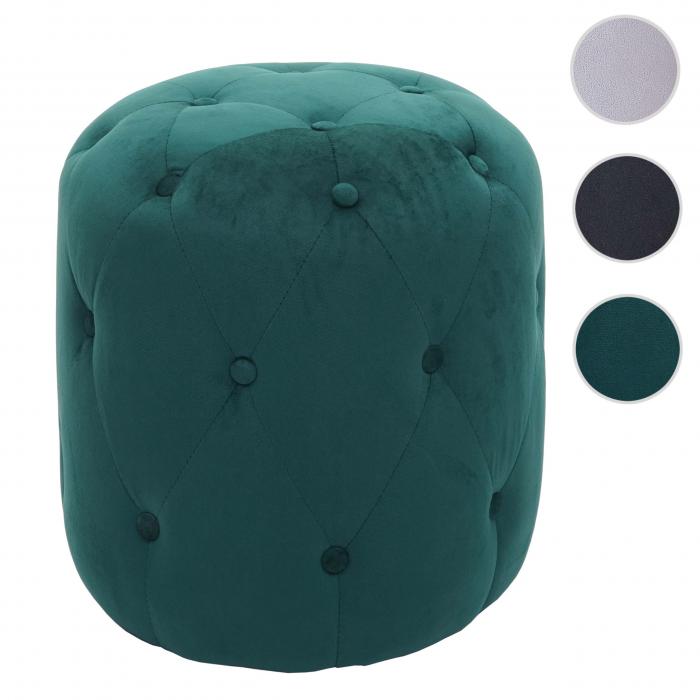 Hocker HWC-D22, Sitzhocker Ottomane, 42x39cm MVG-zertifiziert ~ Samt dunkelgrün