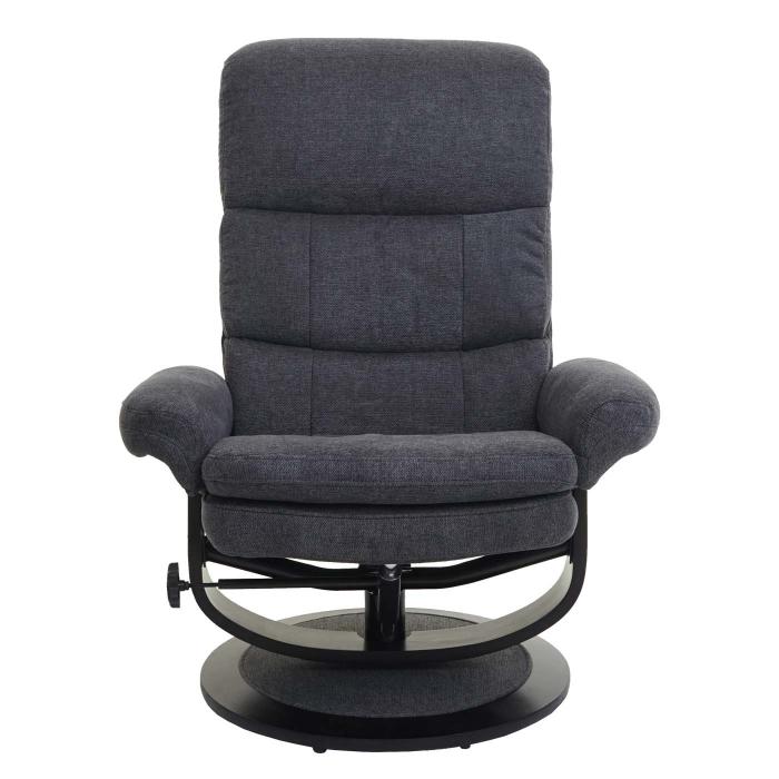 Relaxsessel HWC-C16, Fernsehsessel TV-Sessel Hocker mit Staufach, MVG-zertifiziert ~ Stoff/Textil dunkelgrau