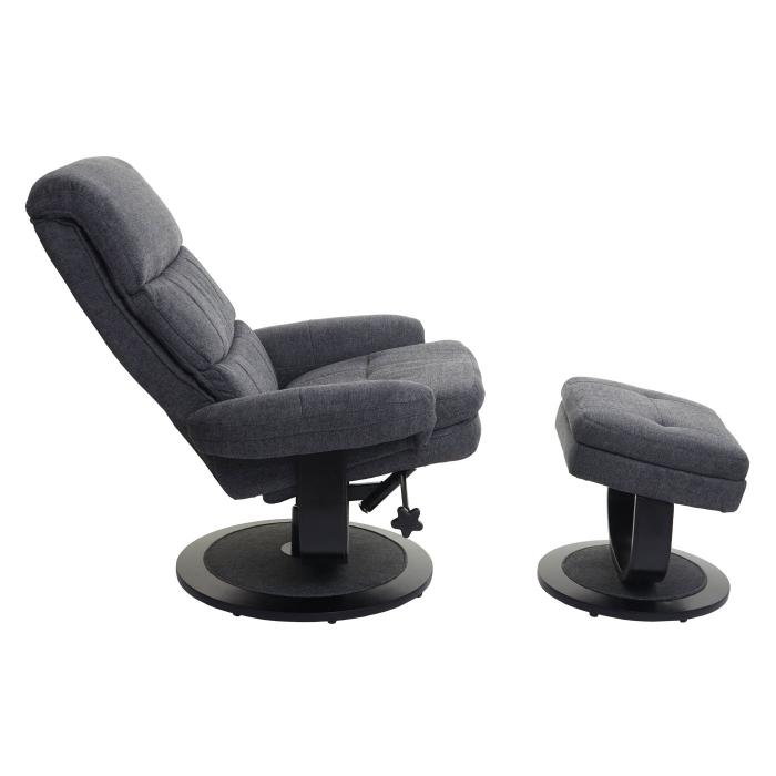 Relaxsessel HWC-C16, Fernsehsessel TV-Sessel Hocker mit Staufach, MVG-zertifiziert ~ Stoff/Textil dunkelgrau