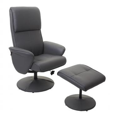 Relaxsessel Helsinki, Fernsehsessel Relaxliege TV-Sessel mit Hocker ~ Kunstleder, mattgrau
