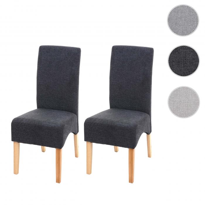 2er-Set Esszimmerstuhl Latina, Kchenstuhl Stuhl, Stoff/Textil MVG-zertifiziert ~ dunkelgrau, helle Beine