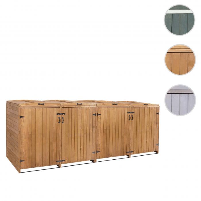 XL 4er-/8er-Mlltonnenverkleidung HWC-H74, Mlltonnenbox, erweiterbar 126x316x98cm Holz MVG ~ braun