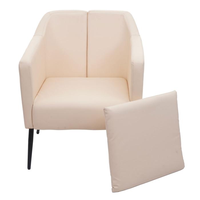 Lounge-Sessel HWC-H93a, Sessel Cocktailsessel Relaxsessel ~ Kunstleder creme-beige