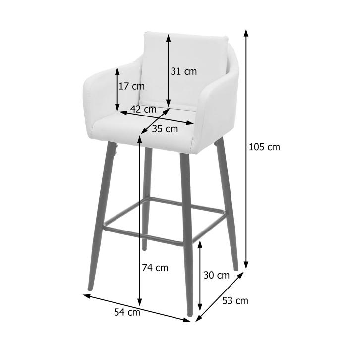 2er-Set Barhocker HWC-H93, Barstuhl Tresenhocker, Fuablage Metall ~ Kunstleder schwarz