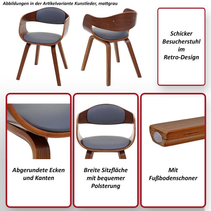 Besucherstuhl HWC-A47, Konferenzstuhl Stuhl, Holz Bugholz Retro-Design Walnussoptik ~ Stoff/Textil, creme-beige