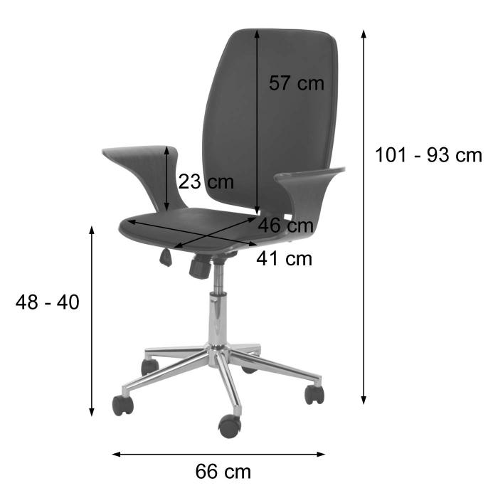 Brostuhl HWC-C54, Chefsessel Drehstuhl, Bugholz Kunstleder ~ Walnuss-Optik, Bezug schwarz