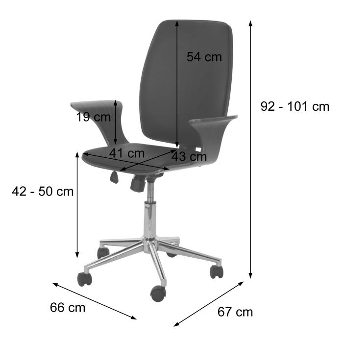 Brostuhl HWC-C54, Chefsessel Drehstuhl, Bugholz Kunstleder ~ Walnuss-Optik, Bezug schwarz