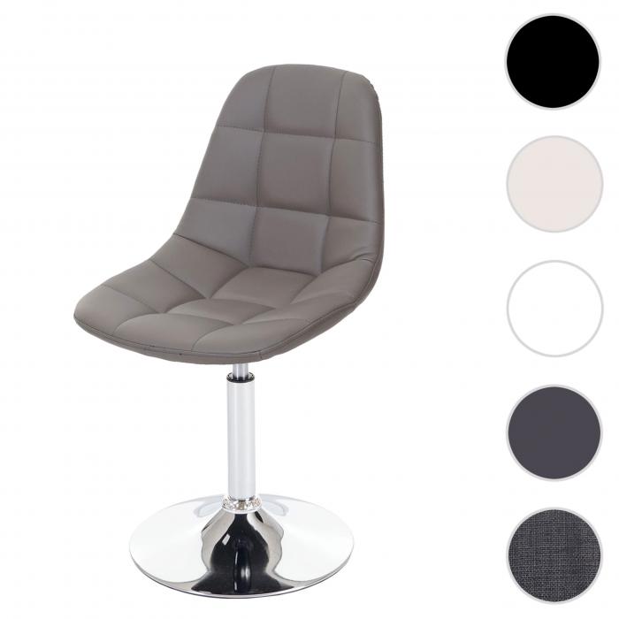 Esszimmerstuhl HWC-A60, Stuhl Drehstuhl, Retro 50er Jahre Design ~ Kunstleder taupe-grau, Chromfu
