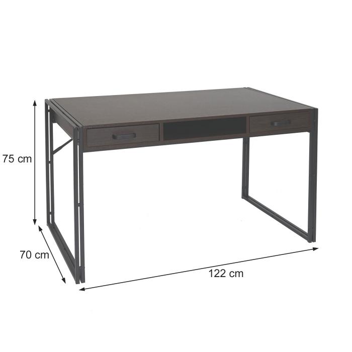 Schreibtisch HWC-A27, Brotisch Computertisch, 122x70cm 3D-Struktur ~ dunkelbraun