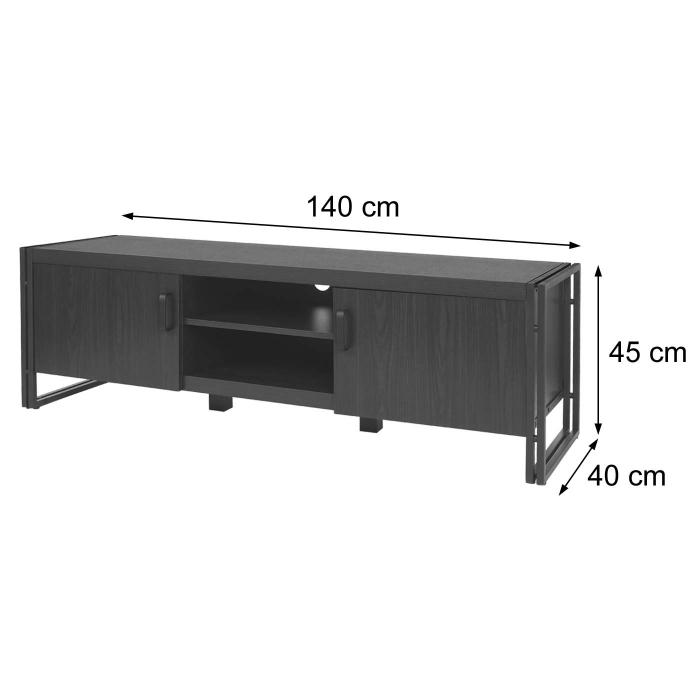TV-Rack HWC-A27, Fernsehtisch Lowboard Kommode, 3D-Struktur Metall 45x140x40cm ~ Wildeiche-Optik