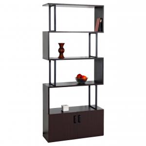 Bcherregal HWC-A27, Regal Standregal Raumteiler Wohnregal, Staufach mit Tr 183x80cm 3D-Struktur ~ dunkelbraun