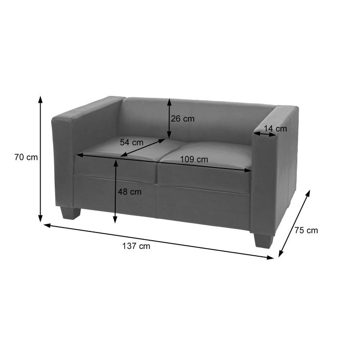 2er Sofa Couch Loungesofa Lille ~ Kunstleder, rot-braun