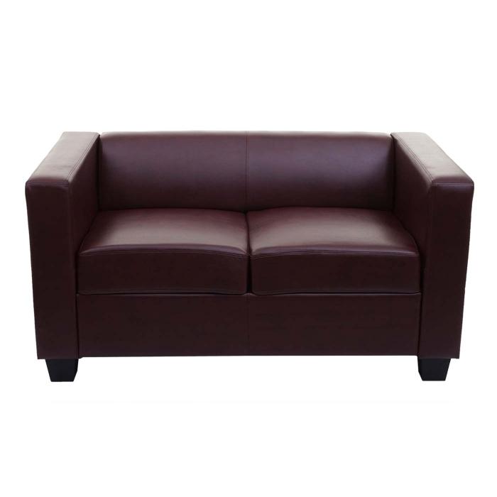 3-2-1 Sofagarnitur Couchgarnitur Loungesofa Lille ~ Kunstleder, rot-braun