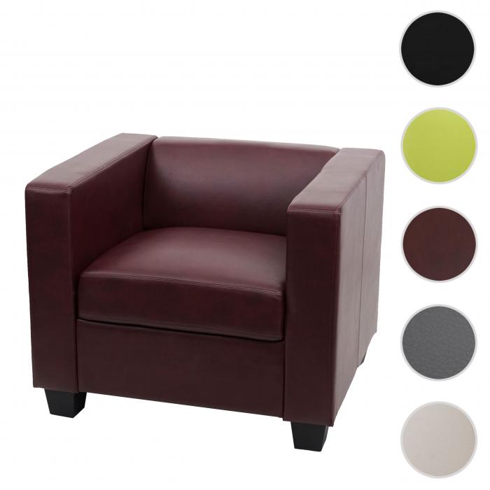 Sessel Loungesessel Lille ~ Kunstleder, rot-braun